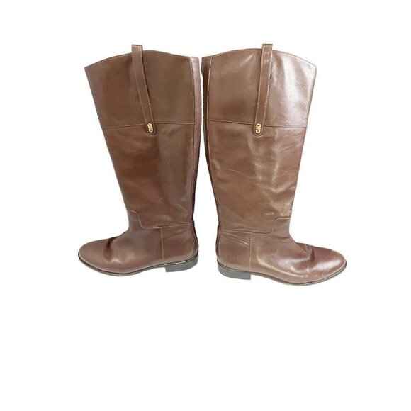 Cole Haan Womens Brennan Riding Boots Brown Leather Straps Knee High Zip 8.5 - Picture 4 of 6